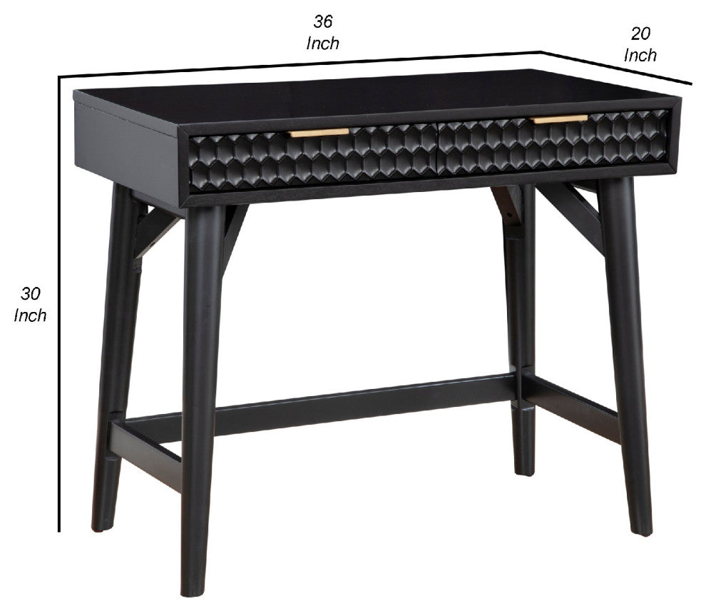 Benzara BM269319 Writing Desk With 2 Drawers and Wooden Frame, Black