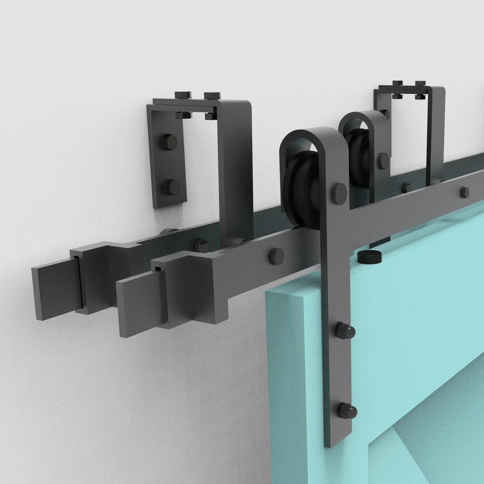 Sliding Barn Door Hardware, U Bracket Bypass, Classic Design, 6.6'