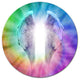 Angel Wings On Rainbow Background, Abstract Art Round Wall Art, 11"