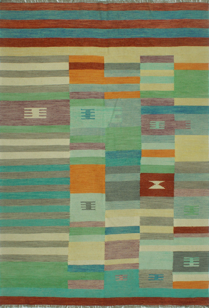 Winchester Kilim Myani Gray/Blue Rug, 6'8x9'9