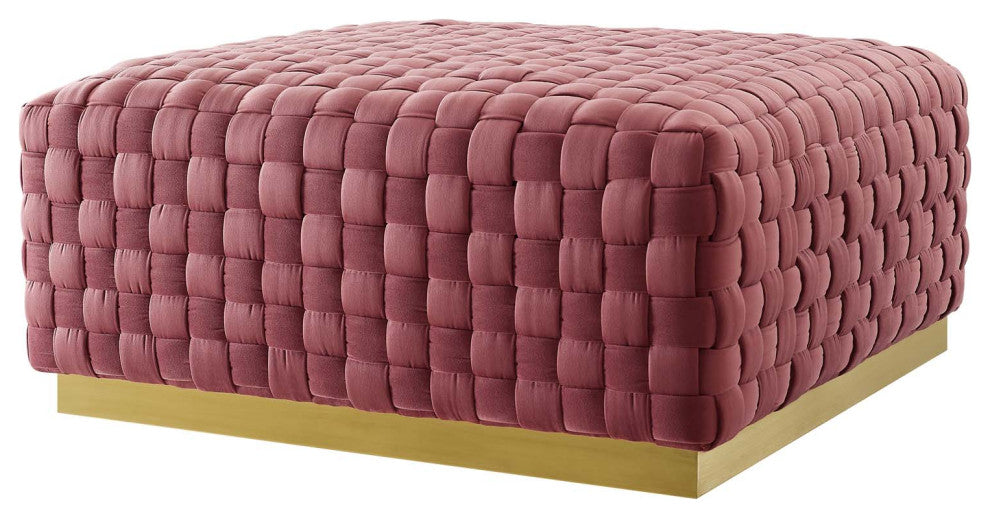 Accent Chair Ottoman, Square, Velvet, Pink, Modern, Living Lounge Hospitality
