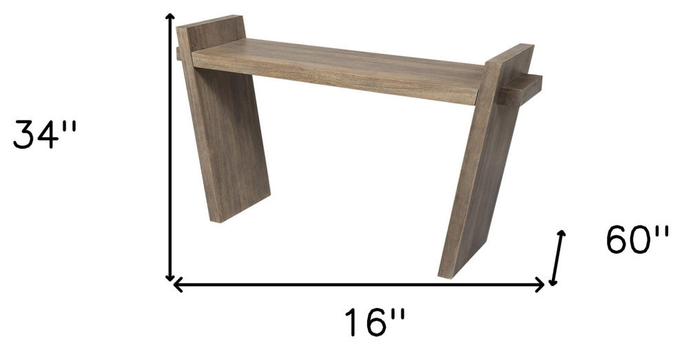 16" Brown Solid Wood 4 Legs Console Table