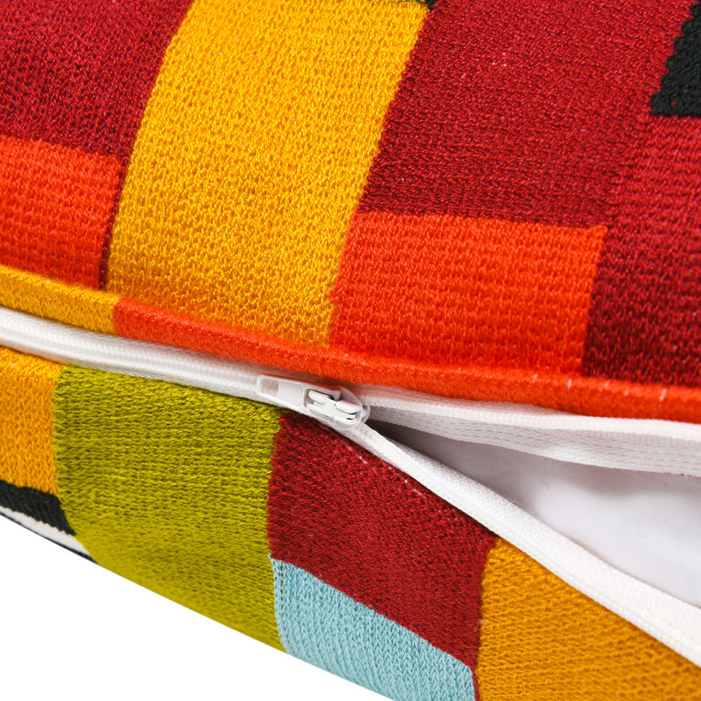 La Broderie 20" Square Embroidered Accent Throw Pillow, Colorpop Multicolored