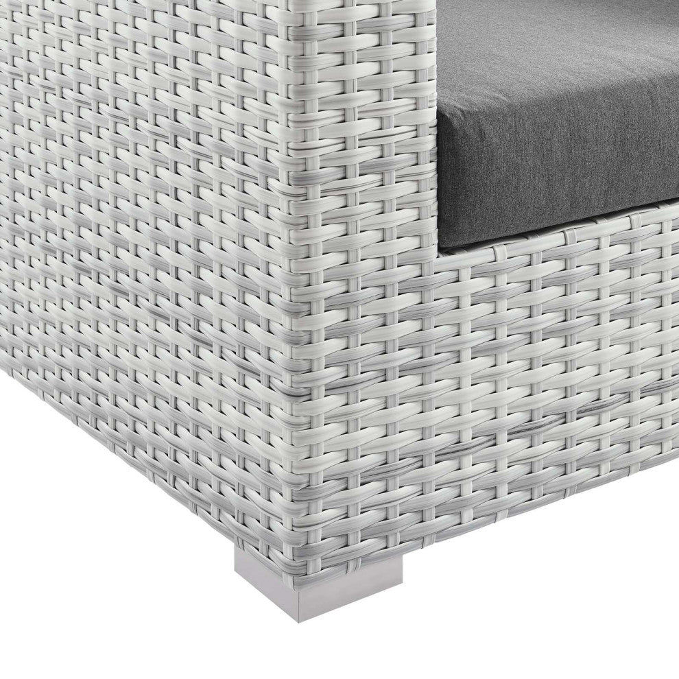 Lounge Loveseat Sofa, Rattan, Wicker, Gray, Modern, Outdoor Patio Bistro