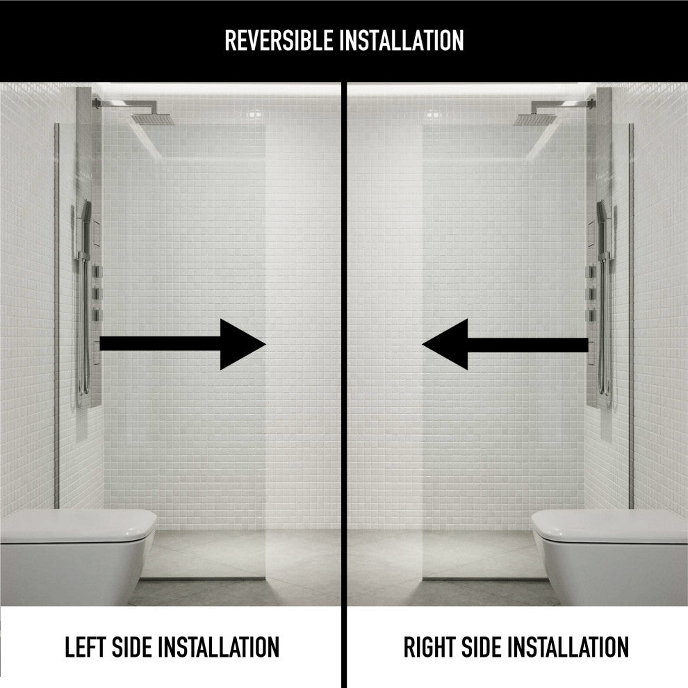 VIGO Zenith Frameless Fixed, Chrome, Shower Screen, 34" W X 74" H, Clear Glass