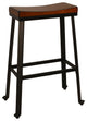 30" Chestnut And Black Steel Backless Bar Height Chair With Footrest