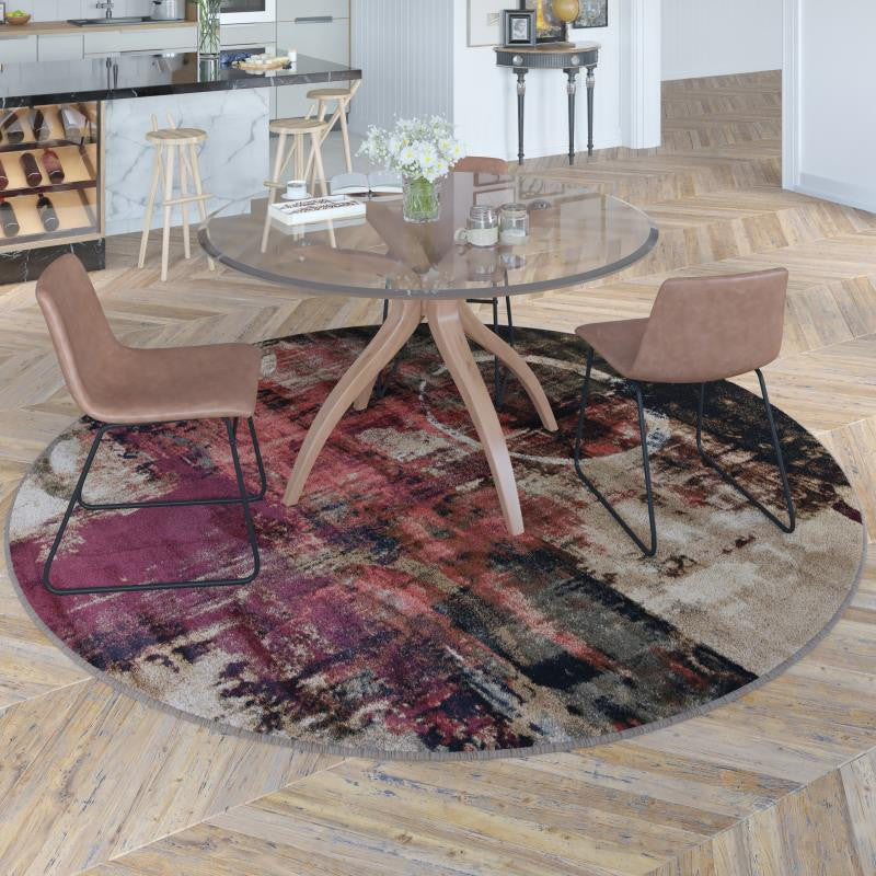 Caldor Collection Abstract Olefin Area Rug with Jute Backing, Green Multi, 8' X 8'