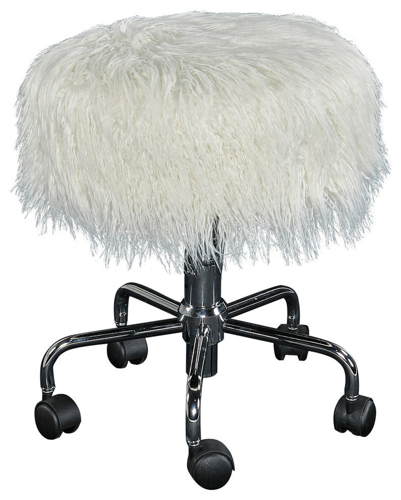 Tillie White Faux Fur Stool