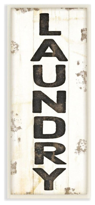 Black and White Distressed Planked Look Laundry Typography, Wall Plaque, 7"x17"