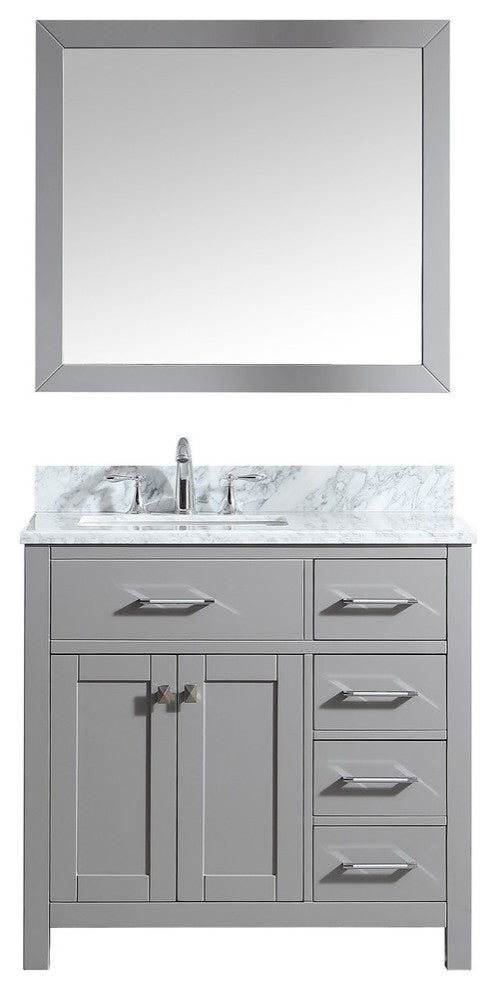 36" Single Bathroom Vanity, Cashmere Gray, Square Sink, Brushed Nickel