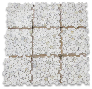 Calacatta Gold Calcutta Marble Bubble Round Paramount Tile Honed, 1 sheet