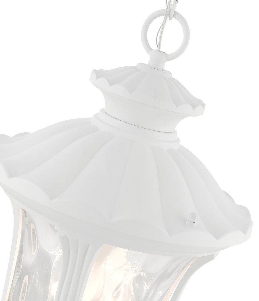 Textured White Traditional, Victorian, Sculptural, Outdoor Pendant Lantern