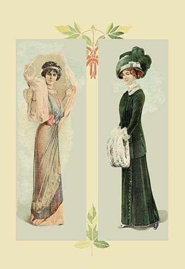 Lady in Pink, Lady in Green- Gallery Wrapped Canvas Art 28" x 42"