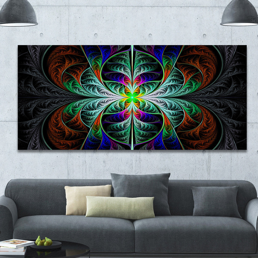 Fabulous Blue Fractal Texture, Oversized Abstract Canvas Art Print, 60x28