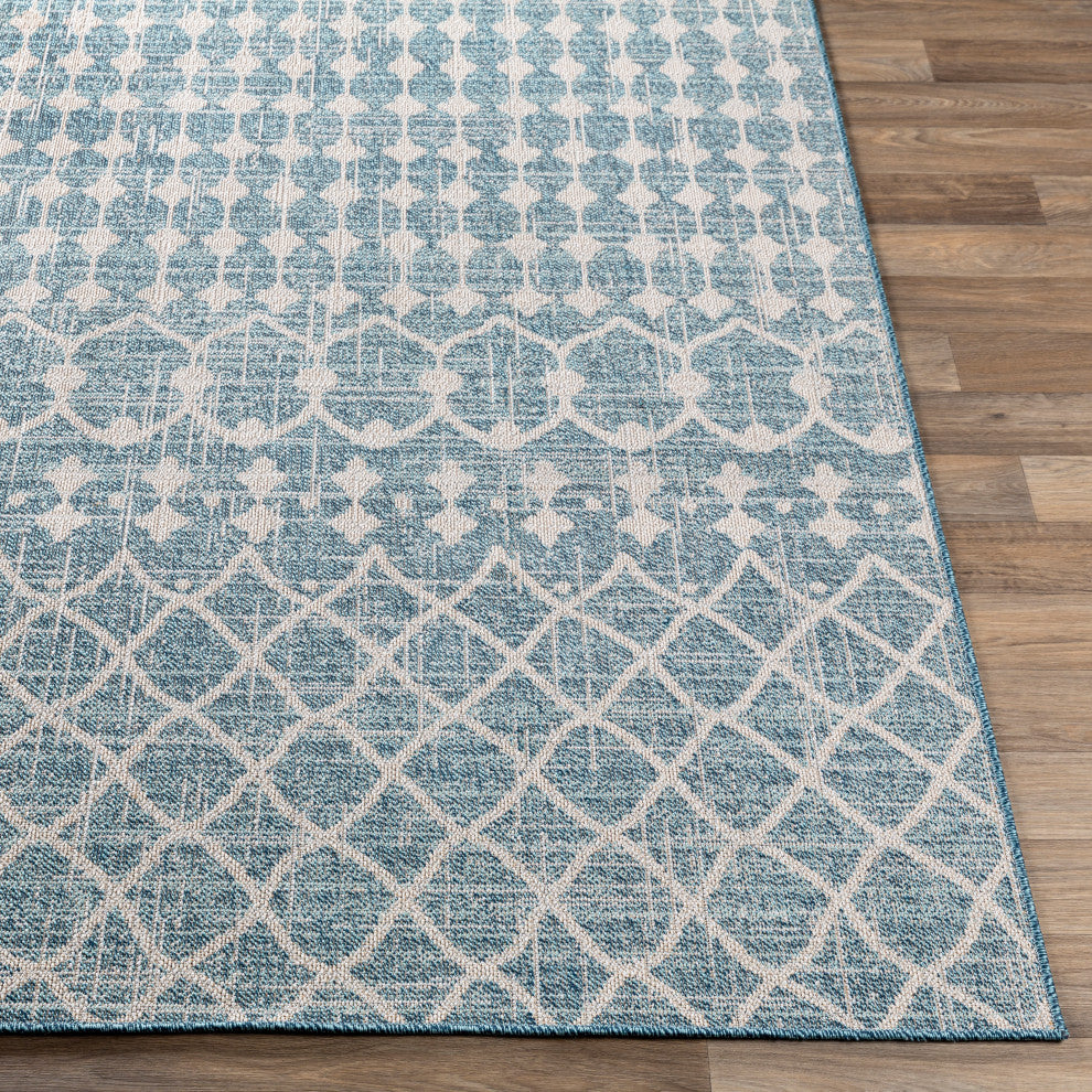 Surya Veranda VRD-2307 6'7"x9' Rug, Dark Blue/Taupe/Ivory