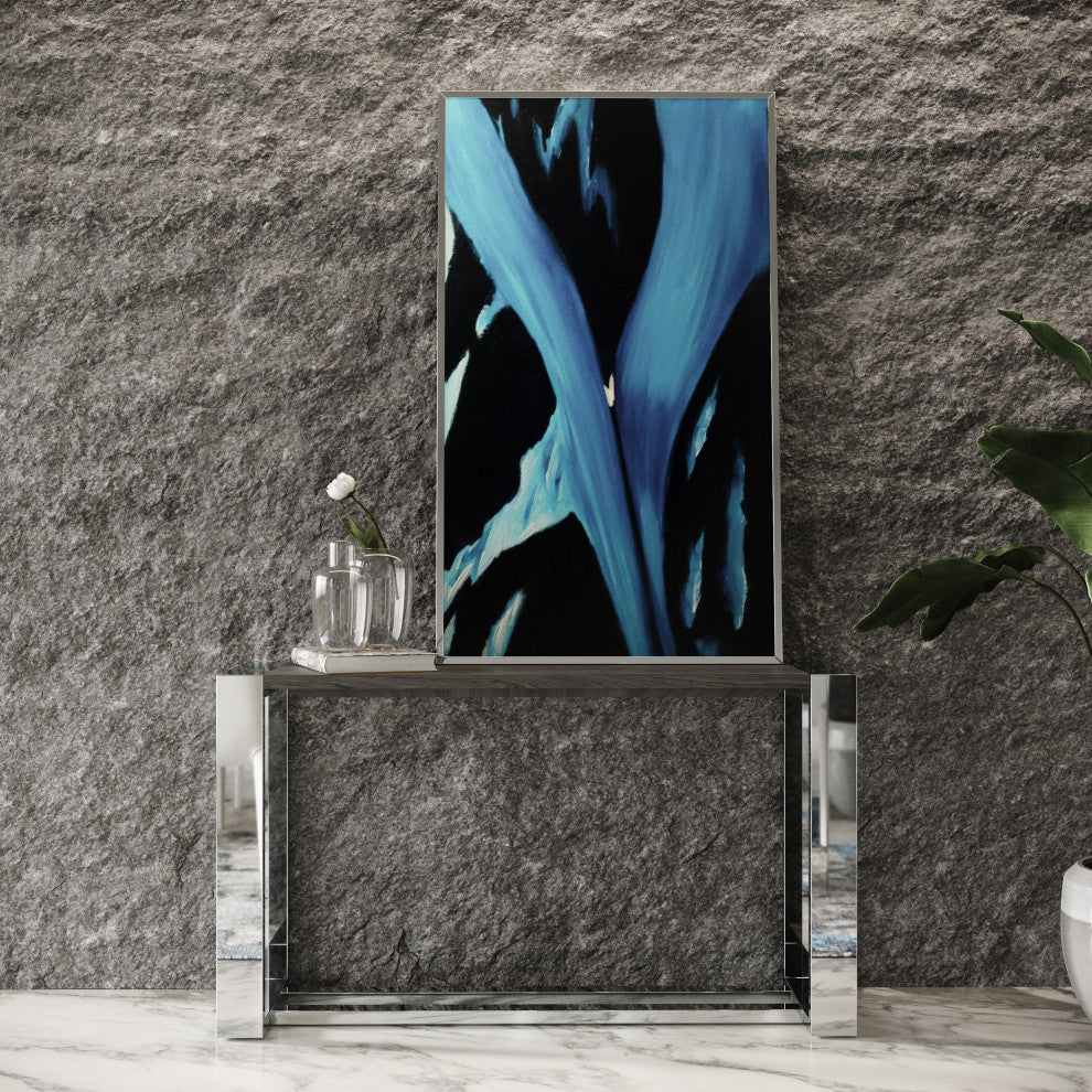 Modrest Fauna Modern Stainless Steel Console Table, Gray Elm