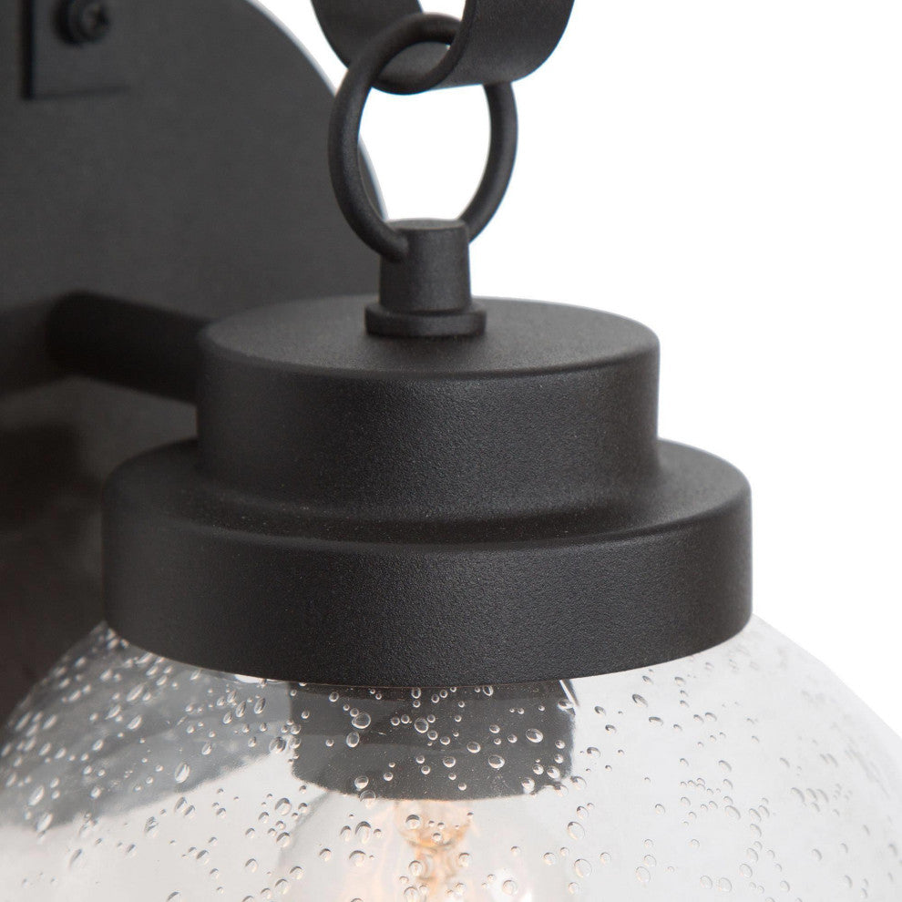 1-Light Sandy Black Seeded Globe Outdoor Wall Lamp, Set of 2, Sandy Black, 10"