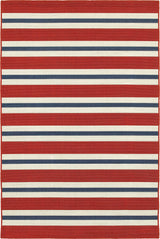 Oriental Weavers Meridian Red/Blue Stripe Indoor/Outdoor Rug 6'7"X9'6"