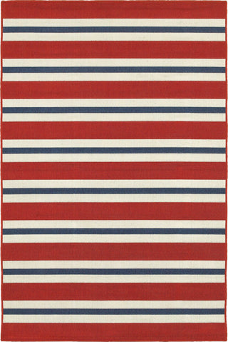 Oriental Weavers Meridian Red/Blue Stripe Indoor/Outdoor Rug 6'7"X9'6"