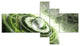 Green Fractal Flying Saucer, Abstract Canvas Art Print, 60"x32", 5 panels