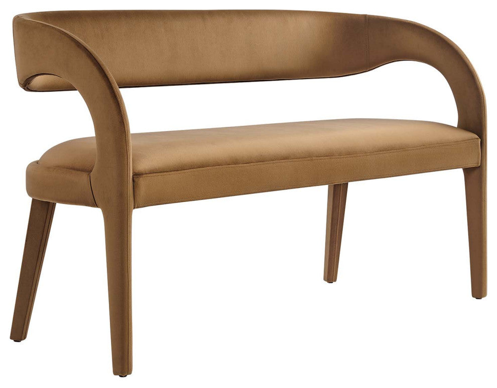 Pinnacle Performance Velvet Accent Bench, Brown