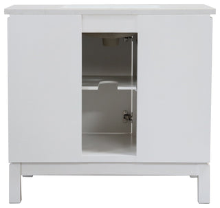 37" Single Sink Vanity, White With Engineered Stone Top
