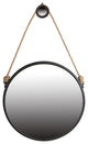 Benzara BM285535 30" Accent Wall Mirror With Rope Hanger & Black Metal Frame