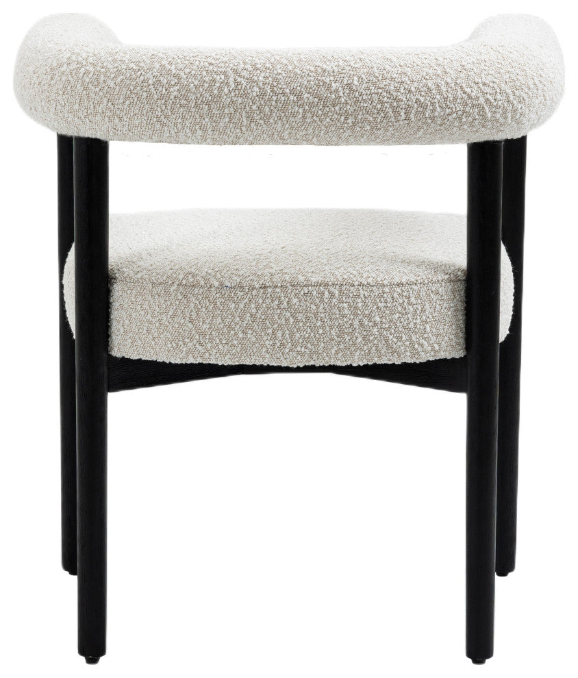 Hyatt Boucle Fabric Upholsetered Dining Chair, Cream, Black Finish