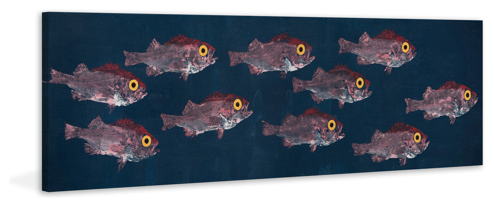 "Splitnose Rockfish" Painting Print on Wrapped Canvas, 30"x10"