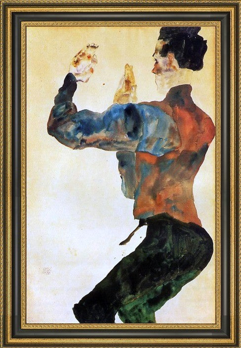 Egon Schiele Self Portrait Raised Arms  Back View