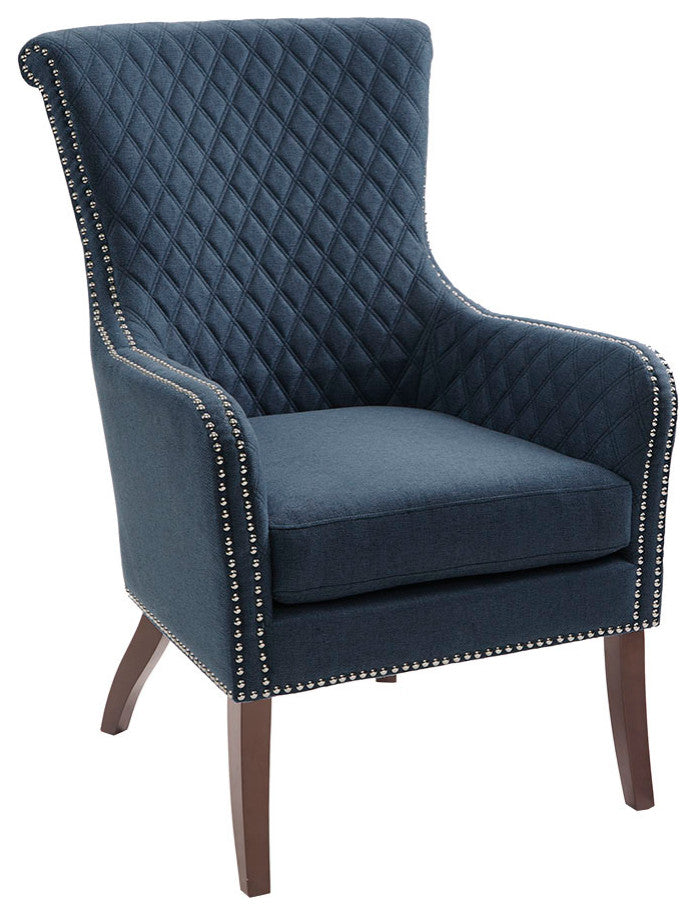 Madison Park Heston Low Armed Quilted Back Accent Chair, Navy Blue