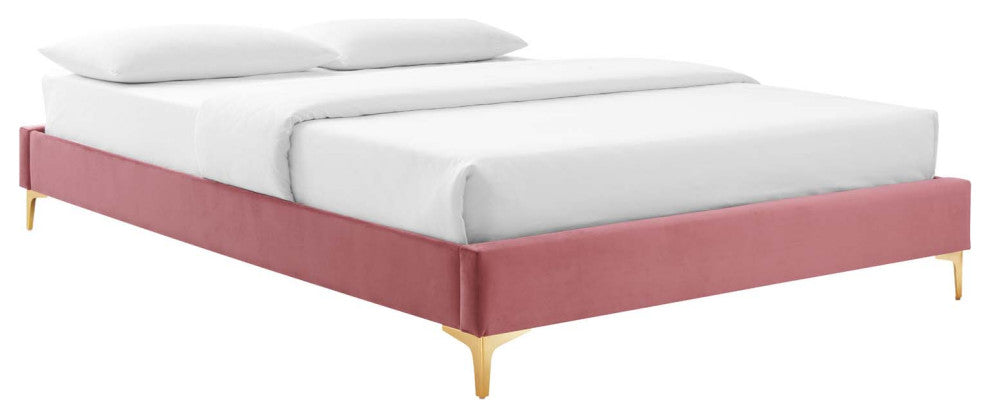 Sutton King Performance Velvet Bed Frame-Dusty Rose