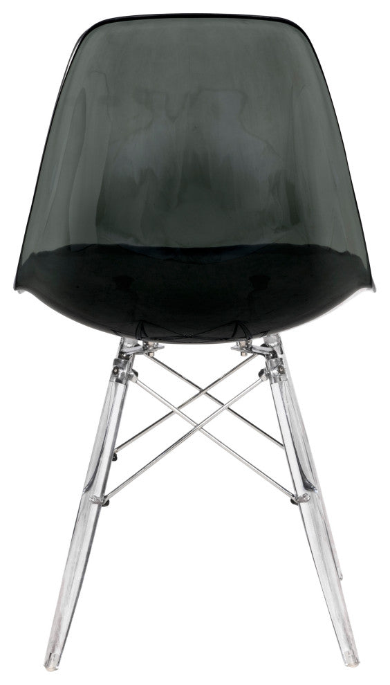 LeisureMod Dover Molded Side Chair With Acrylic Base, Set of 4 Transparent Black