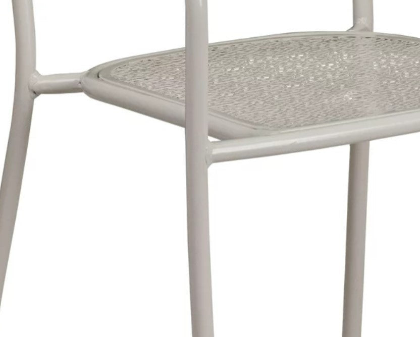 Set of 5 Indoor Outdoor Chair, Rain Flower Seat & Curved Backrest, Light Gray