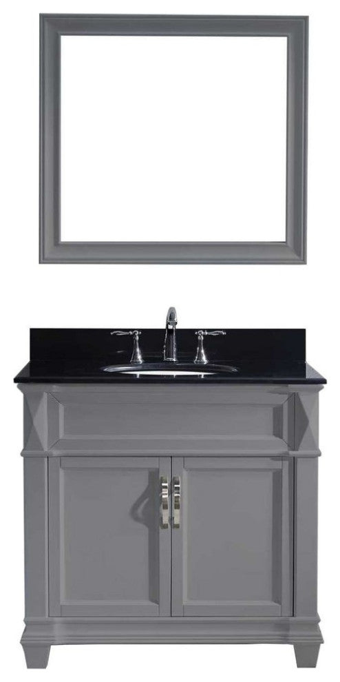 36" Single Bathroom Vanity, Gray, Round Sink, Brushed Nickel
