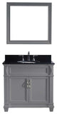 36" Single Bathroom Vanity, Gray, Round Sink, Brushed Nickel