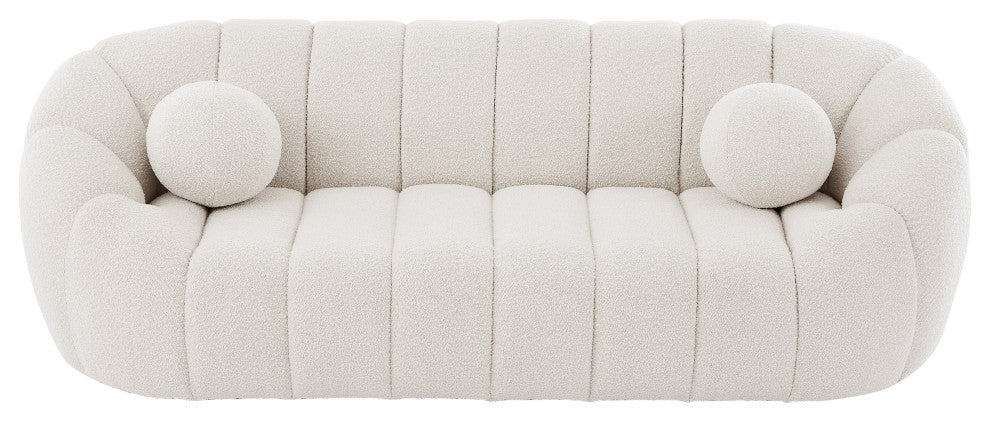 Elijah Boucle Fabric Upholstered Sofa, Cream