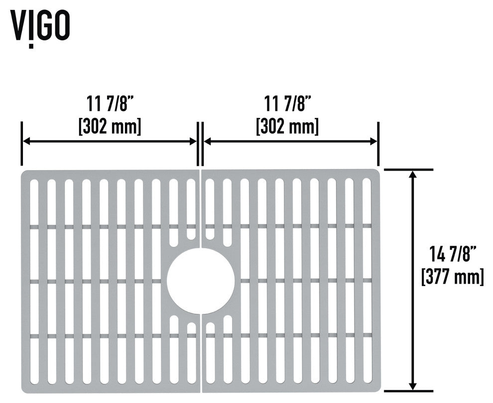 VIGO Silicone Protective Bottom Grid for Single Bowl Kitchen Sink, Gray, 24" L X 15" W