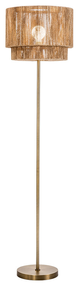 Modern Home Soho Jute Golden Brass Floor Lamp w/Natural Jute Rope Shade
