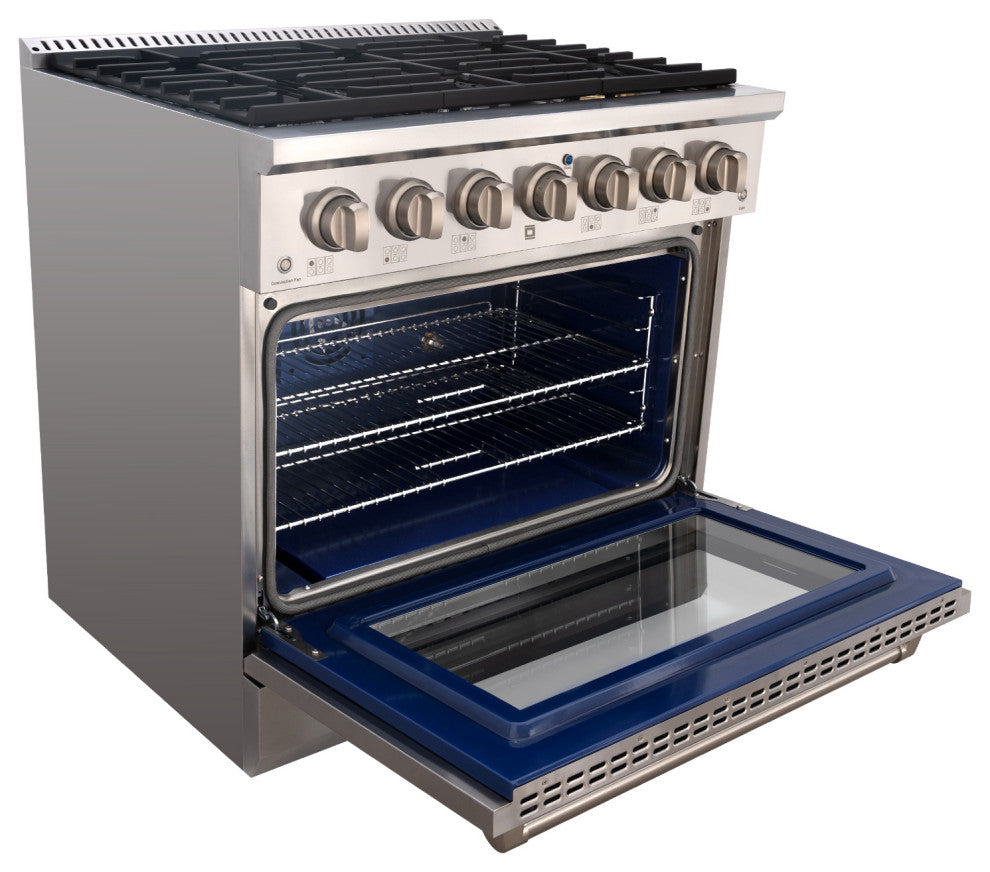 36" Slide-in Freestanding Gas Range & 5.2 Cu. Ft. Oven,6 Burners.Stainless Steel, Stainless Steel, 36"