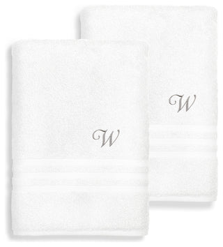 Denzi Bath Towels With Monogrammed Letter, Set of 2, W