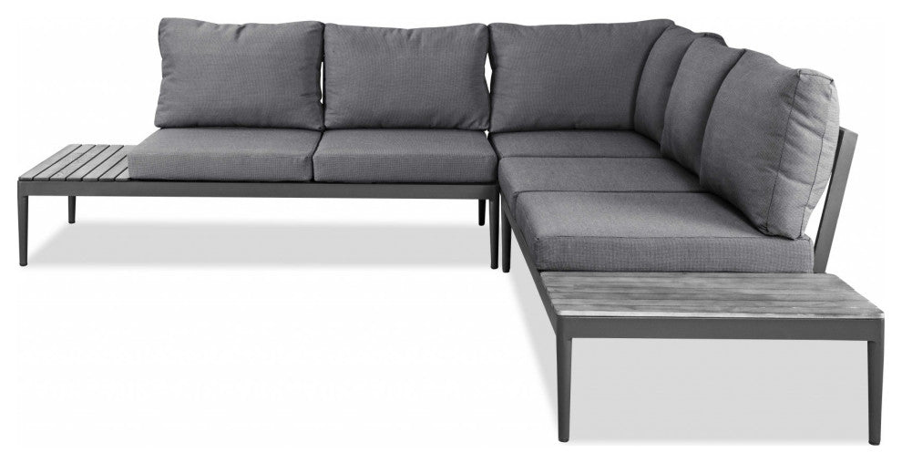 HomeRoots 98" X 98" X 26" Grey Aluminum Sectional