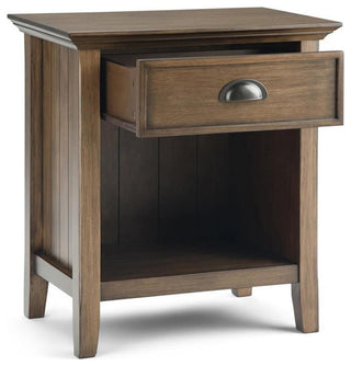 Solid Wood 24" Wide Bedside Nightstand Table In Rustic Natural Aged Brown