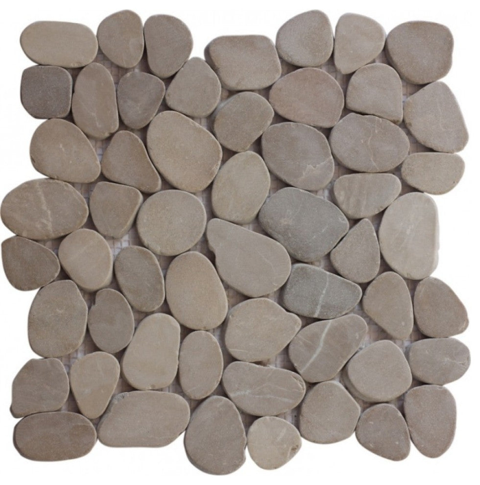 Tan 12x12 Interlocking Natural Pebble Tile, 10 Sheets