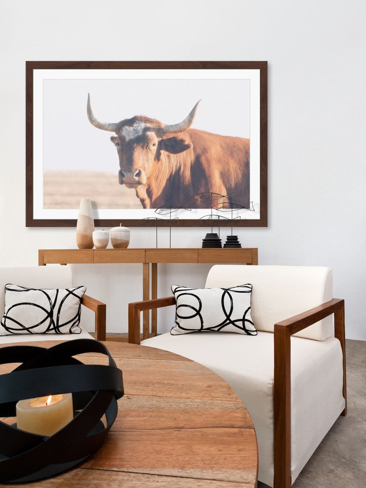 Marmont Hill, "Curious Bovine" Framed Painting Print, 18x12