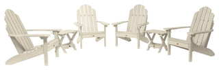 4 Classic Westport Adirondack Chairs, 2 Folding Side Tables, Whitewash