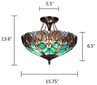 Liaison Victorian-Style 2-Light Ceiling Semi-Flush Mount 16" Wide