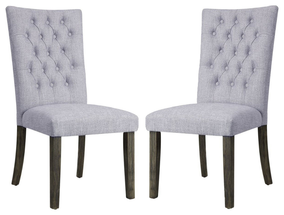 Set of 2 Upholstered Side Chair, Gray/Gray Oak Finish