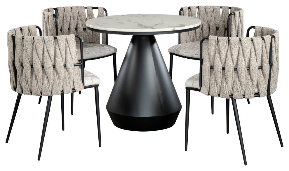 Gigi Outdoor Indoor  Marble Top Dining Bistro Table, Black