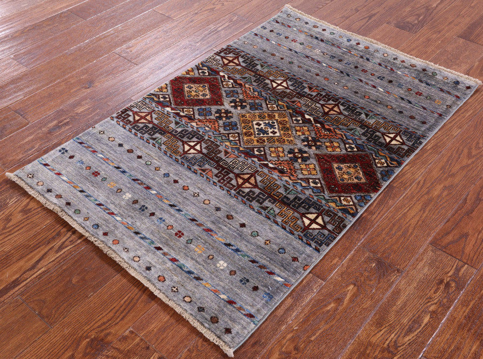 2' 8" X 4' 1" Handmade Khorjin Super Kazak Wool Rug - Q12338
